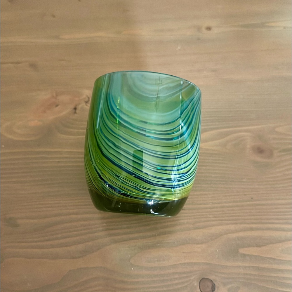 Green and Blue Swirled Glassy Baby “Gratitude Too”